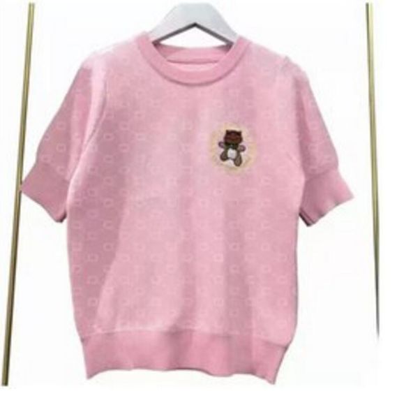 

2022gg women's sweaters o-neck short sleeve knitted t-shirts korean striped print loose tee, White;black