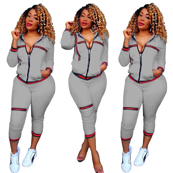 

women's tracksuits spring women 2022 new street casual style long sleeve lapel zipper pockets elastic long pants pure color two piece s, Gray