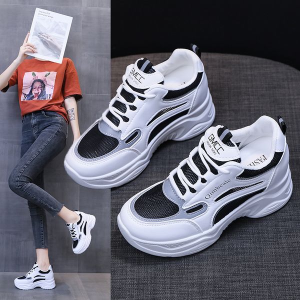 

tennis women's casual sneakers thick sole wedges ladies vulcanized shoes sport breathable fashion platform heels female footwear