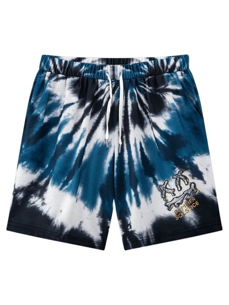 

men cartoon graphic tie dye shorts 61jv#, White;black