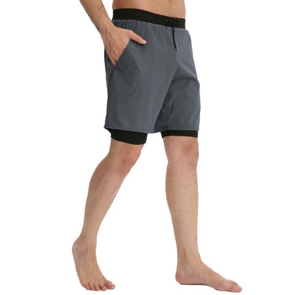 

running shorts mens compression men 2 in 1 double-layer workout short pocket gym men's tights bodybuilderrunning, Black;blue