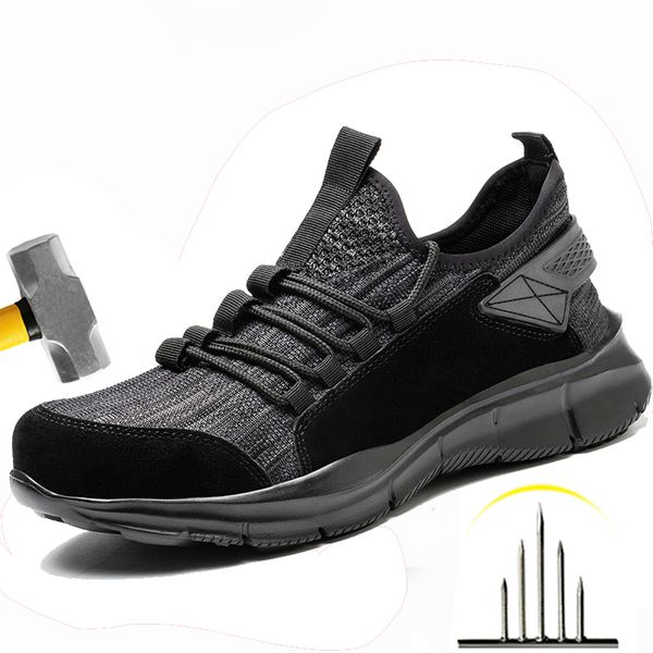 

safety shoes men anti-smash anti-puncture work shoes light comfort men boots waterproof safety boots work sneakers 2022, Black;brown