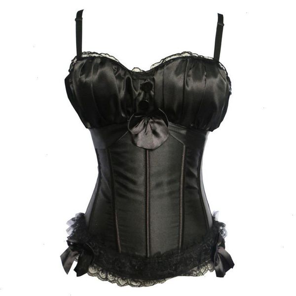 

black corset burlesque shaper bustiers vintage costumes floral lace up strap lingerie for women overbust body shape corsets, Black;white