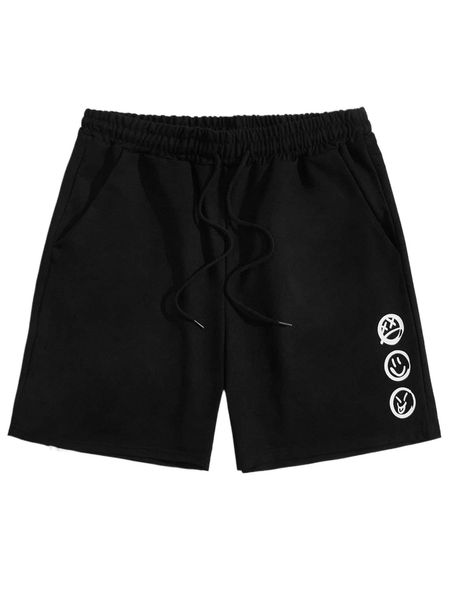 

romwe guys smile face print shorts c37y#, White;black