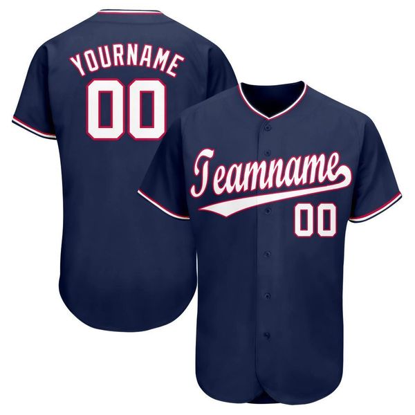 

custom navy white-red baseball jersey, Blue;black