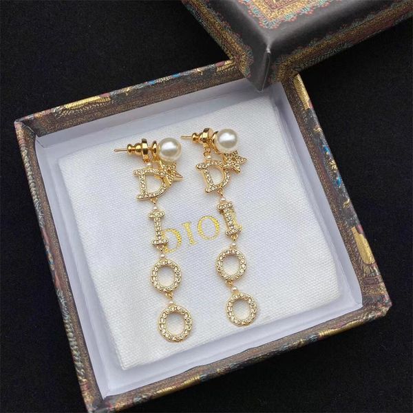 

82% off online sale new silver needle pearl female family personality inlaid pearl long tassel earrings, Golden