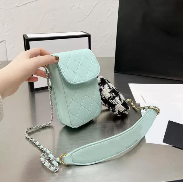 

sw 2022ssw france womens calfskin real leather quilted phone bags gold metal matelasse with strap crossbody coin purse ghw outdoor sacoche d