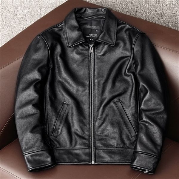 

yr black cowhide jacket genuine leather coat dad s leather jacket plus size leather clothes lj201029