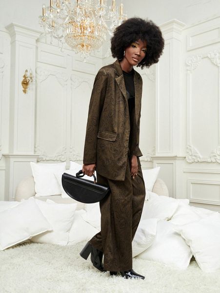 

x wked allover print flap pocket single breasted blazer a3tx#, White