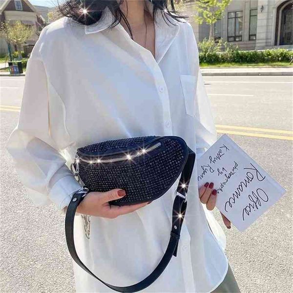 

new creative diamond inlaid waist bag women's single shoulder messenger chest p
