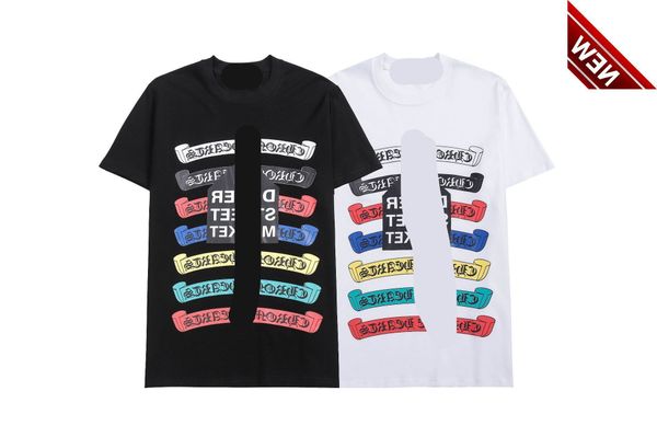 

2022 summer new ch sanskrit tripartite joint color scroll round neck short sleeve tee men's and women's lovers' fashion, White;black