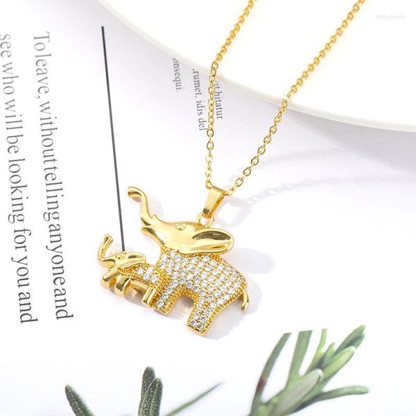 Anhänger Halsketten Mutter und Sohn Elefant Halskette Mode Gold Edelstahl Frau Schmuck Weihnachtsgeschenk Nie verblassen Dro