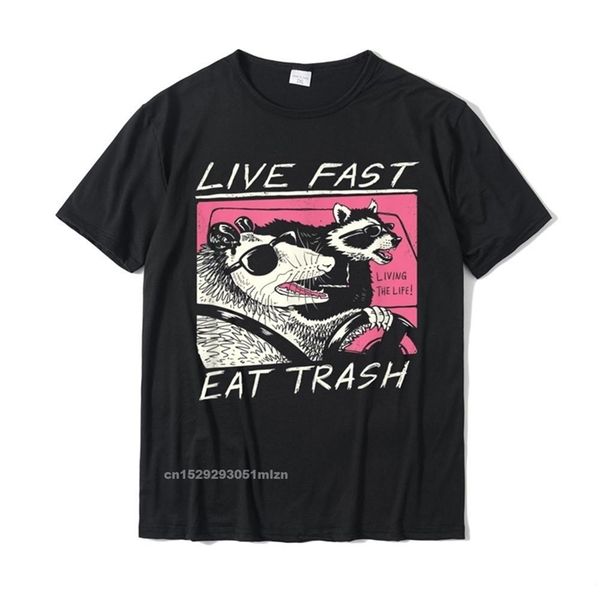 

live fast eat trash t-shirt design t shirts camisas hombre for men cotton harajuku personalized rife 220325, White;black