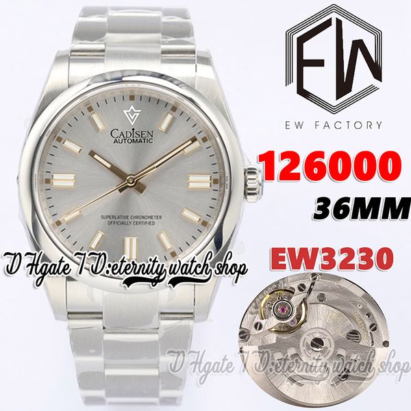 EWF V3 ew126000 Cal.3230 EW3230 Orologio automatico da donna 36 mm Quadrante argento Marcatori a bastoncino Bracciale in acciaio inossidabile 904L con la stessa scheda di garanzia seriale Orologi per l'eternità