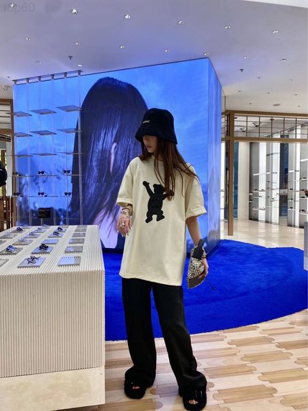 

women's t-shirt designer w11 * summer 2022 new bear print loose fashion short sleeve t-shirt ge2d, White