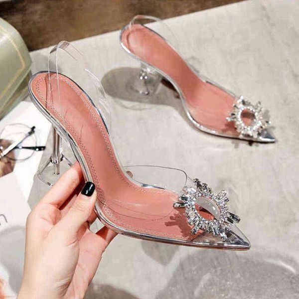 

sandals women's buckle atrap sandals pointed toe high heels pvc ladies shoes fashion elegant summer female pumps women sandals new 2203, Black