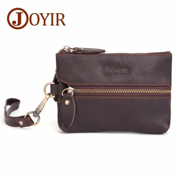 

joyir genuine leather men key wallet zipper housekeeper key pouch holder keychain vintage style walet coin purse card holder lj200907, Red;blue