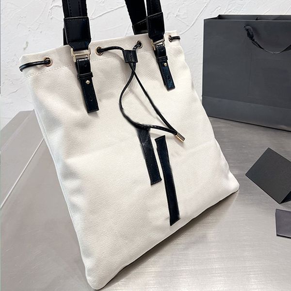 

women canvas tote shopping bag plain shoulder bags handbags crossbody purse big letter decoration drawstring string interior zipper pocket g