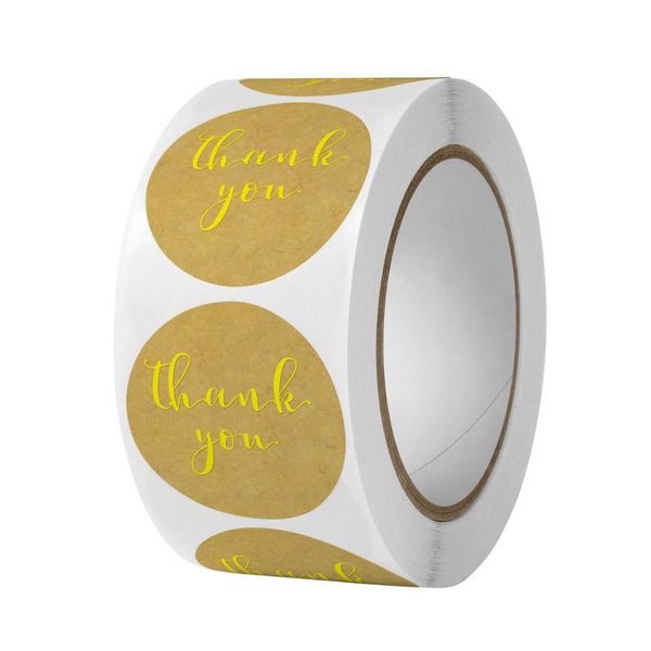 Подарочная упаковка 500pcs винтажные круглые золотые этикетки спасибо наклейки 1 дюйм свадебной карты конверт запечатывающий этикетка.