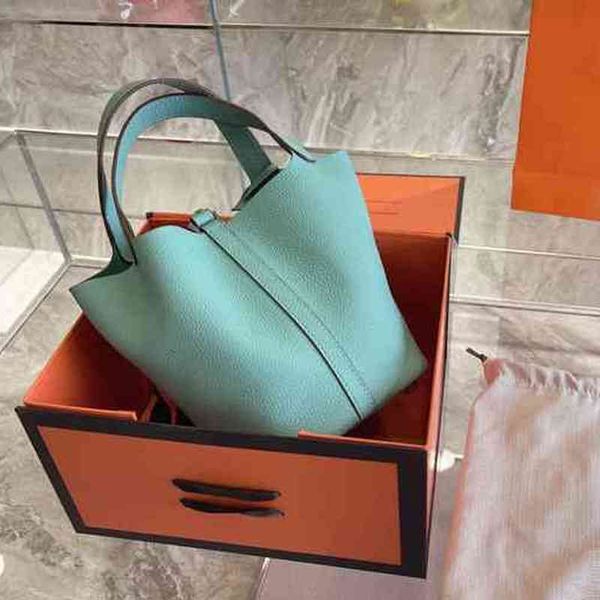 

shoulder bags designer fashion simple bucket bag women's real leather mobile phone handbags 211216