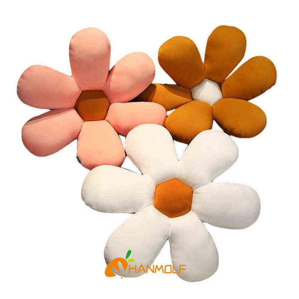 Fiori Margherita Cuscino del sedile Peluche Marrone Bianco Rosa Decora morbido vegetale Sedia da pavimento per interni Divano Seduta Dropshipping J220704