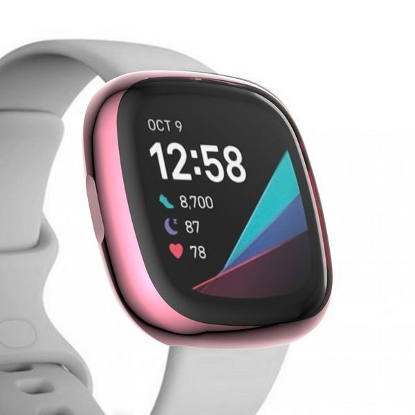 

soft plating tpu case for fitbit sense versa 3 band waterproof watch shell cover screen protector protective bumper