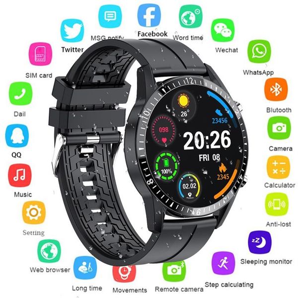 

2021 fashion smart watch full touch screen bluetooth call waterproof smartwatch intelligent fitness tracker heart rate blood press228v, Blue