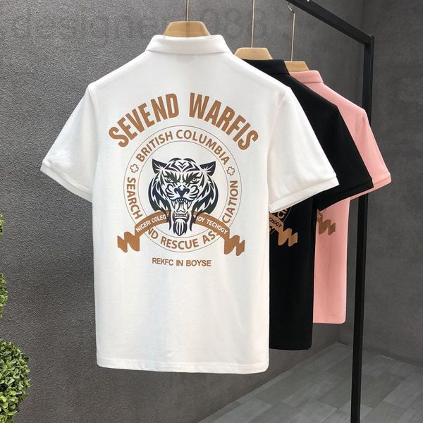 

men's polos designer sensual printed polo shirt boys' lapel short sleeve t-shirt fashion brand slim 2022 new men's lead half, White;black