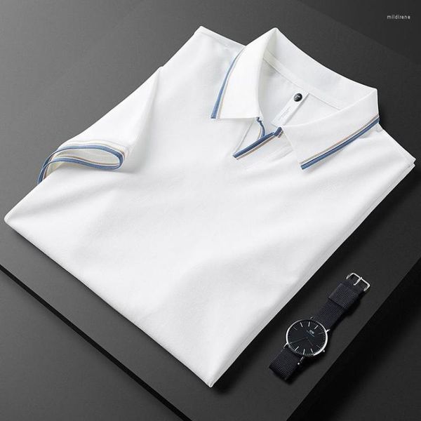 T-shirt da uomo Minglu Cotton Male Luxury Manica corta Business Casual Simple Mens Fashion Slim Fit Summer Man 3XLMen's Mild22