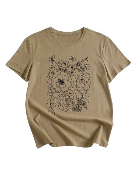 

romwe x designs by breann f.loral print tee d1ho#, White