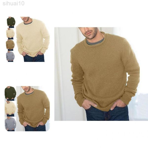 

stylish men sweater stretchy comfy simple solid color knitted casual sweater l220801, White;black