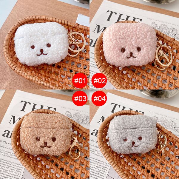 Custodie per auricolari Cute Fluffy Bear per Apple Airpods 3 1 2 Pro Fashion Cover Custodie in pelliccia adorabili Fit Air pods 3 2022 custodia airpod 3 pro con gancio