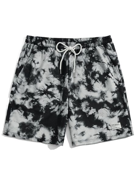 

romwe guys tie dye shorts 82ih#, White;black