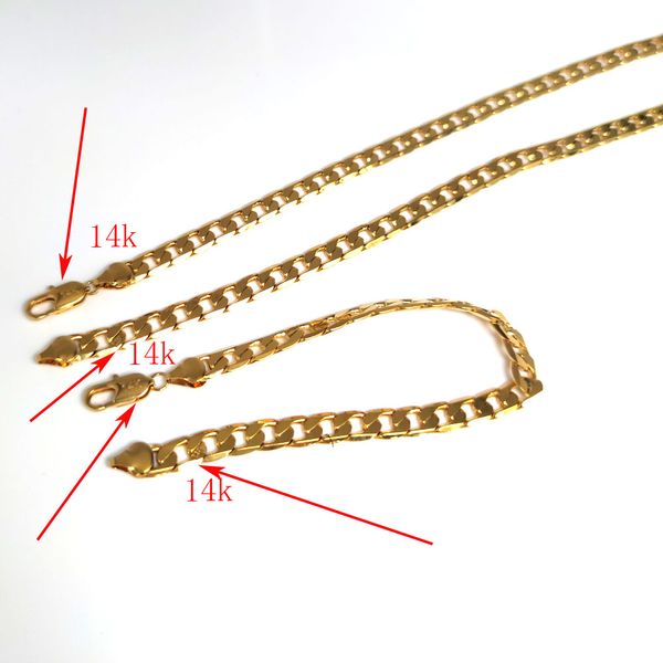 BRACCIALE COLLANA STAMPATO ORO 14K OTTONE STILE URBAN CATENA CUBANA RAPPER MIAMI 8mm 24