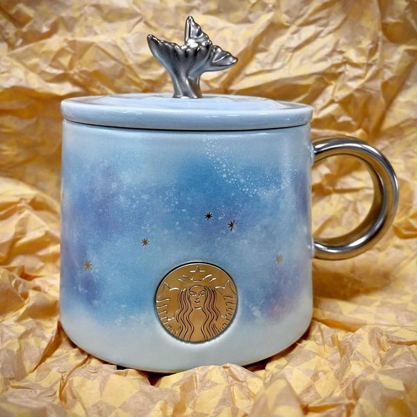 

starbucks cup 2022 new dreamy sky blue purple double fishtail coffee cup couple ceramic mark water cup