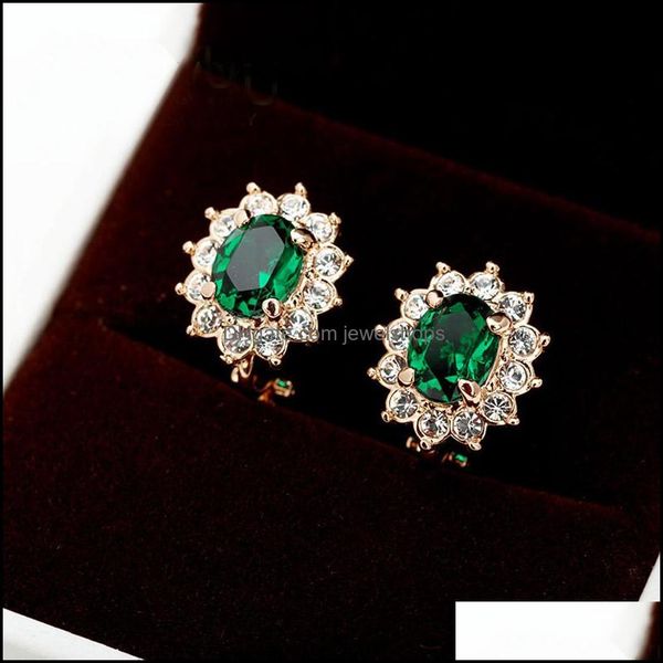 

clip-on screw back earrings jewelry new flower green crystal clip earings for non pierced ears jewellery women wedding party bijoux fashio, Silver