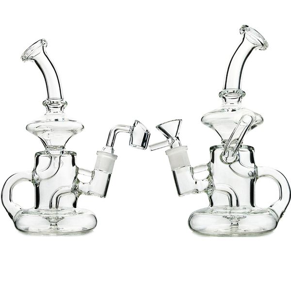 7 -дюймовые кальяны Bong Klein Recycler Tornado Bongs 14 -миллиметровый костюм мини -нефтяные буровые установки Dab стеклянные стеклянные трубы Чисты