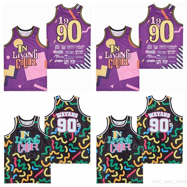 

movie college tv series in living color 90 wayans basketball jersey 90-1990 team color black purple all stitched hiphop for sport fans high