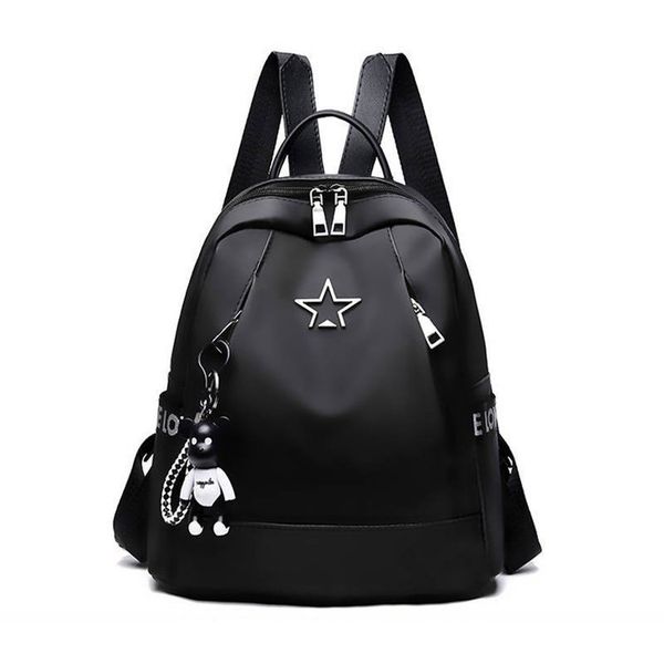 

black womens backpack oxford leather travel female shoulder bag multifunctional soft rucksack small school backpacks for teenagers
