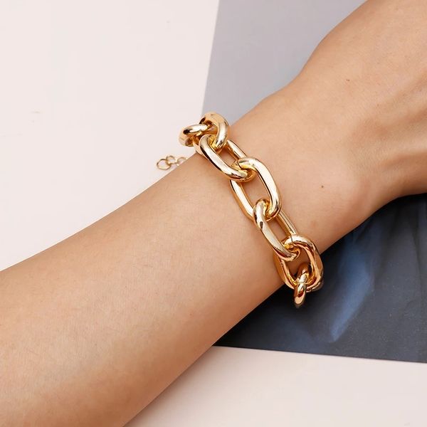 Hot Punk Gold Silber Farbe Chunky Big Chain Link Armbänder für Frauen Männer Armreifen Armband Zubehör