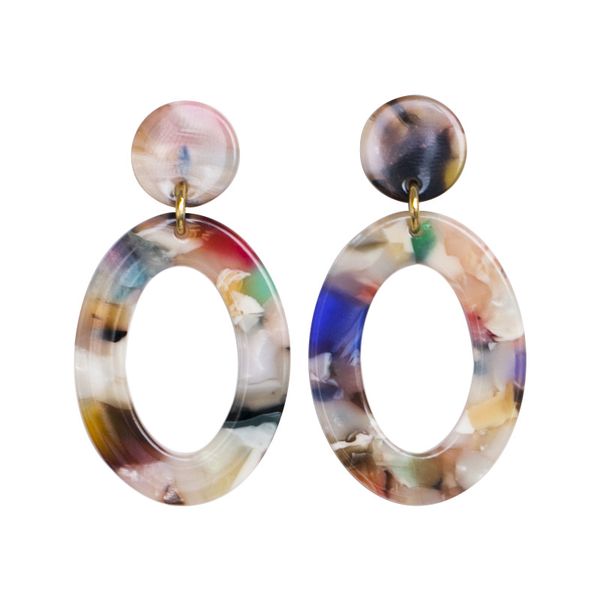 

the european and american wind color resin circle stud earrings trend restoring ancient ways contracted temperament female color shading, Golden;silver