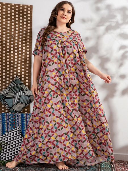 

plus all over print maxi dress h6zs#, Black