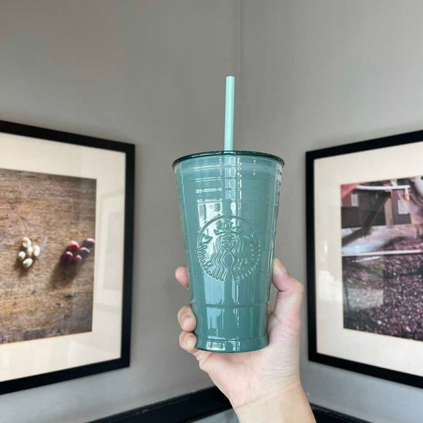 

2021 starbucks cup fairy fog green mint green glass straw water cup 473ml