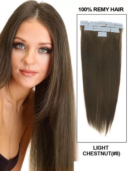 

tape on skin straight indian hair weft remy tape in/on human, Black