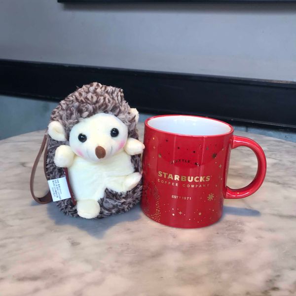 

2019 starbucks cup christmas new plush hedgehog mug ceramic water cup 340ml