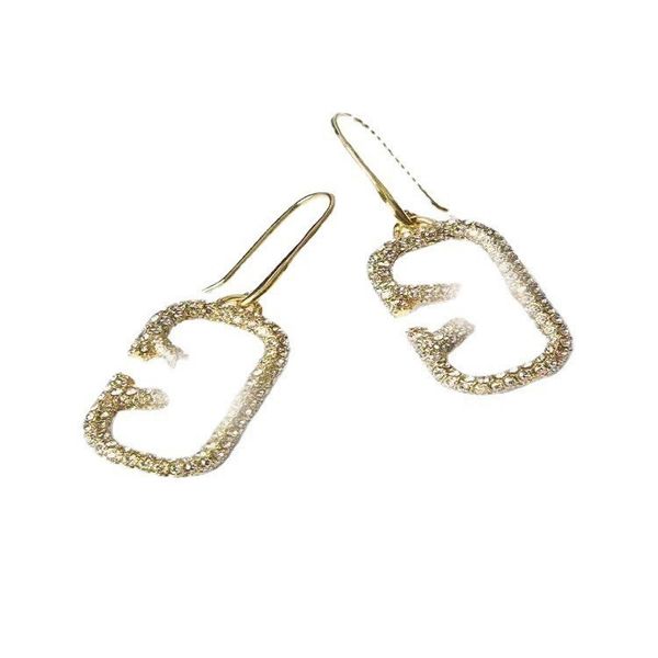 

earrings stick european and american fashion with 2v letters full of water diamond in 2022 brass 925 silver needle earrings for women, Golden
