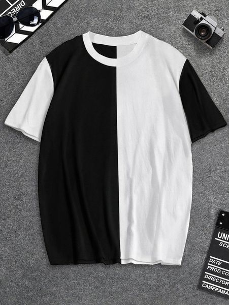 

extended sizes men two tone tee h0zg#, White;black