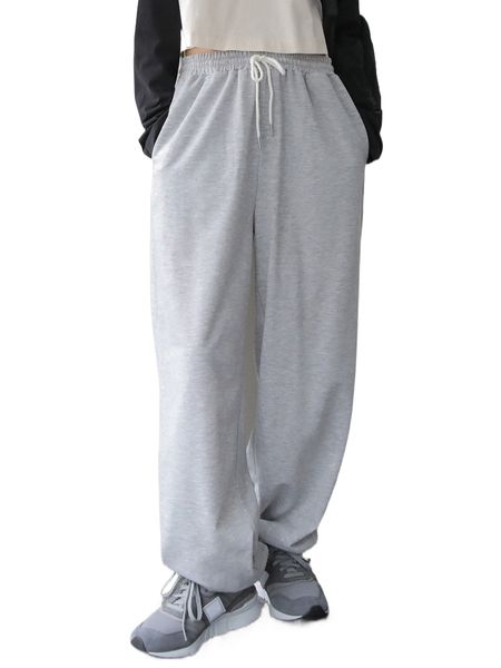 

dazy slant pocket drawstring waist sweatpants i5a1#, Black;white