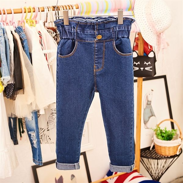 

autumn item girl fashion jeans pant denim trousers lj201127, Blue