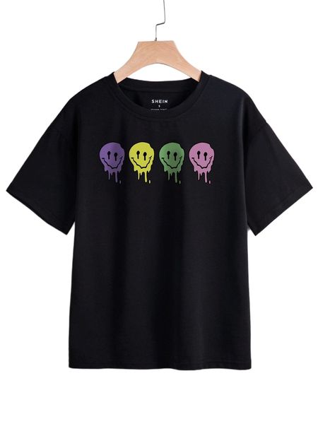 

expression print drop shoulder tee v4ub#, White